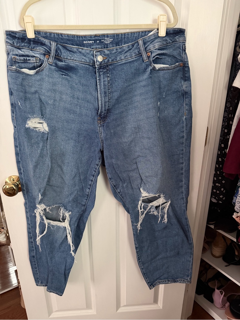 Old Navy Distressed Light Blue Relaxed Jeans